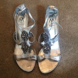 Silver heels with beaded crystal pendants
